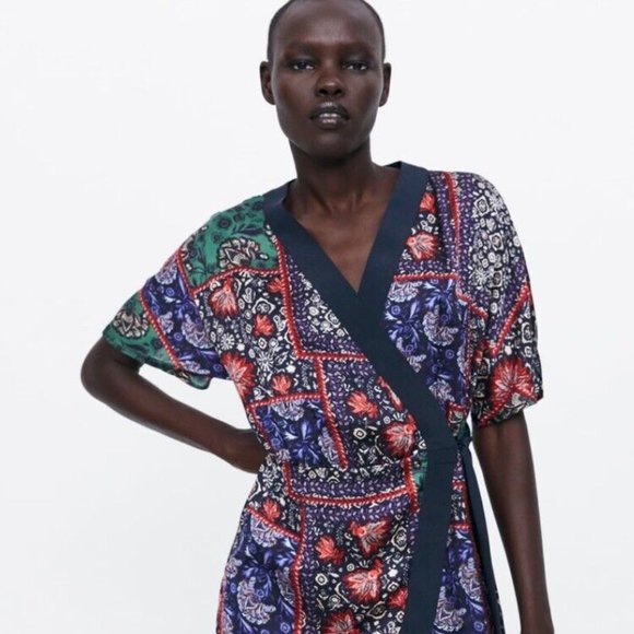 ZARA | Printed Dress with Bow - Picture 2 of 8